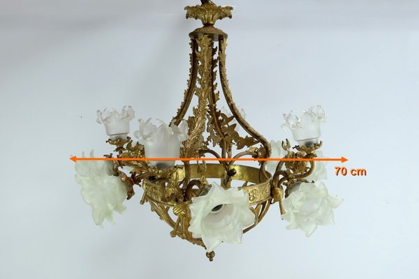 Chandelier with 12 Lights in Gilt Bronze, Late 19th Century-RVK-2024455