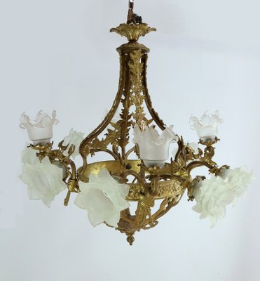 Chandelier with 12 Lights in Gilt Bronze, Late 19th Century-RVK-2024455