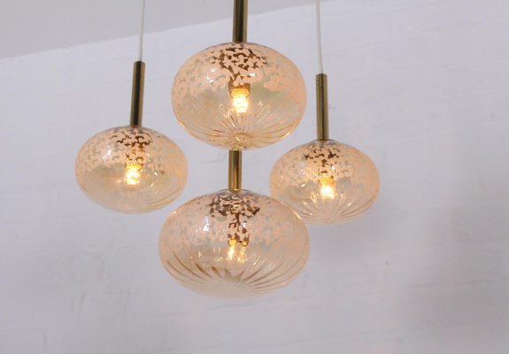 Chandelier with 4 Amber Globes, 1960s-OWS-981999