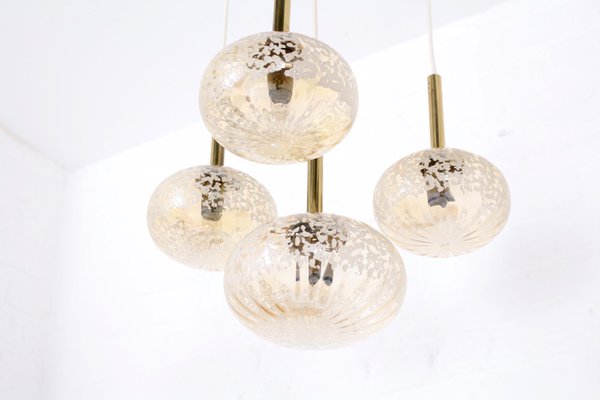 Chandelier with 4 Amber Globes, 1960s-OWS-981999