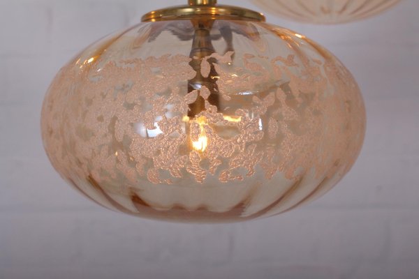 Chandelier with 4 Amber Globes, 1960s-OWS-981999