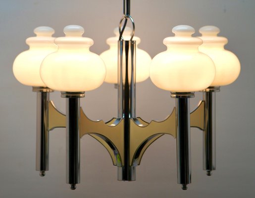 Chandelier with 5 Opaline Glass Globes-MJY-1224095