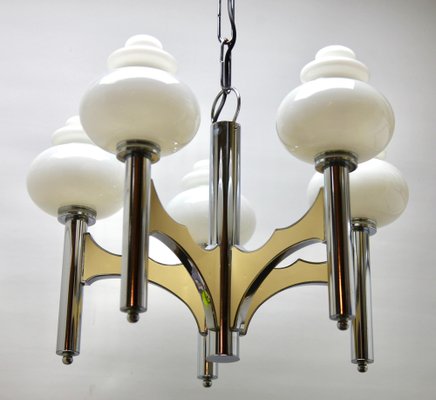 Chandelier with 5 Opaline Glass Globes-MJY-1224095