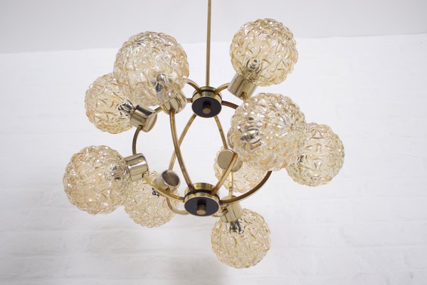 Chandelier with Amber Globes in the style of H. Tynell-OWS-1736550