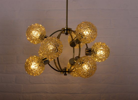 Chandelier with Amber Globes in the style of H. Tynell-OWS-1736550