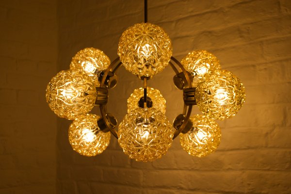 Chandelier with Amber Globes in the style of H. Tynell-OWS-1736550