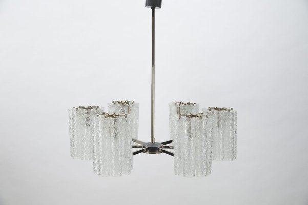 Chandelier with Chrome & Crystal Glass Tubes from Doria, 1970s-KQB-1239212