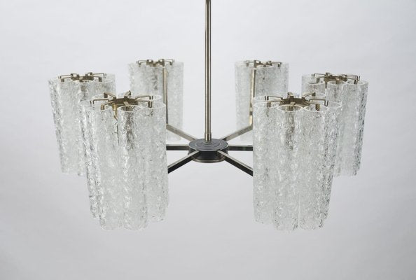 Chandelier with Chrome & Crystal Glass Tubes from Doria, 1970s-KQB-1239212