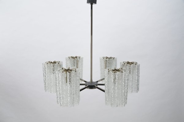 Chandelier with Chrome & Crystal Glass Tubes from Doria, 1970s-KQB-1239212