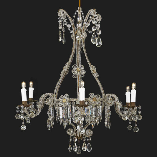 Chandelier with Crystal Beads, 1890s