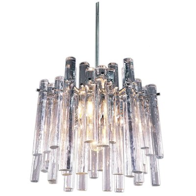 Chandelier with Iced Crystal Rods & Chrome from Kinkeldey, 1960s, Germany-DEK-932605