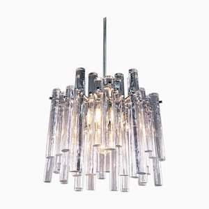 Chandelier with Iced Crystal Rods & Chrome from Kinkeldey, 1960s, Germany-DEK-932605