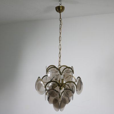 Chandelier with Nickel-Plated Metal Frame and Tinted Glasses-SXX-952309