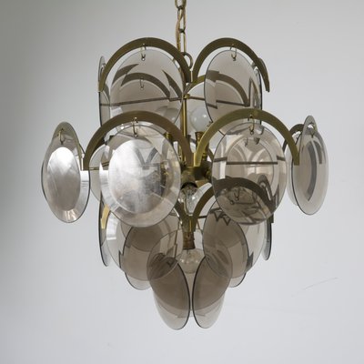 Chandelier with Nickel-Plated Metal Frame and Tinted Glasses-SXX-952309