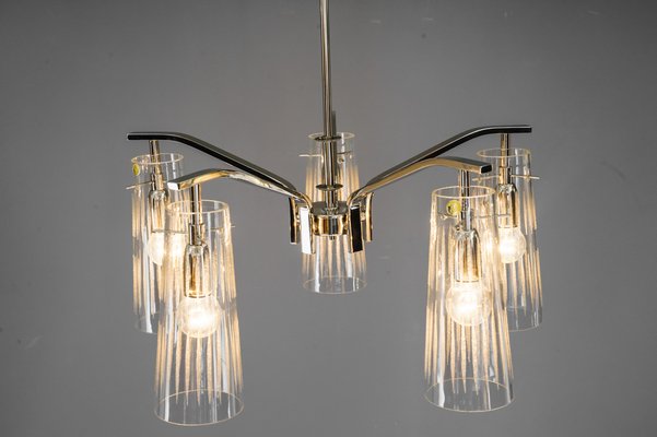 Chandelier with Original Glass Shades by Rupert Nikoll, Vienna, 1960s-SPD-1007317