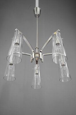 Chandelier with Original Glass Shades by Rupert Nikoll, Vienna, 1960s-SPD-1007317