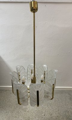 Chandelier with Orrefors Glass Leaves from Carl Fagerlund, Sweden, 1960s-CZ-1772619