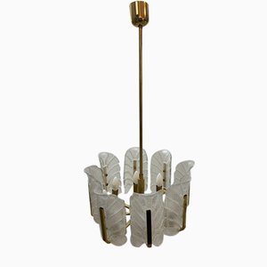 Chandelier with Orrefors Glass Leaves from Carl Fagerlund, Sweden, 1960s-CZ-1772619