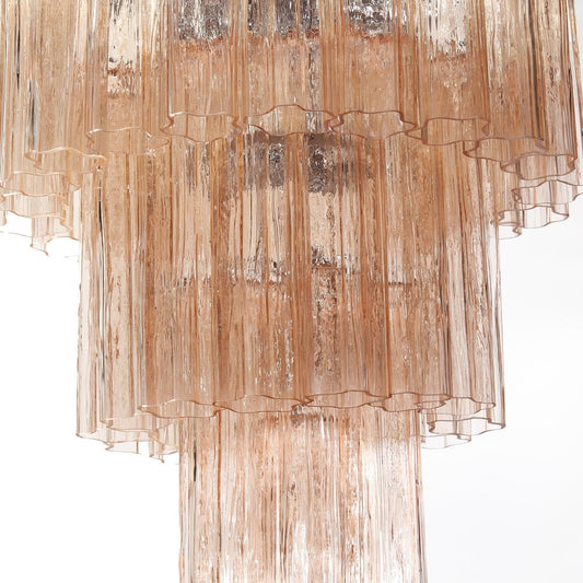 Chandelier with Peach Pink Murano Glass Tubes by Bottega Veneziana