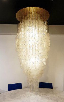 Chandelier with White Shells by Verner Panton, 1960s-JG-1241388