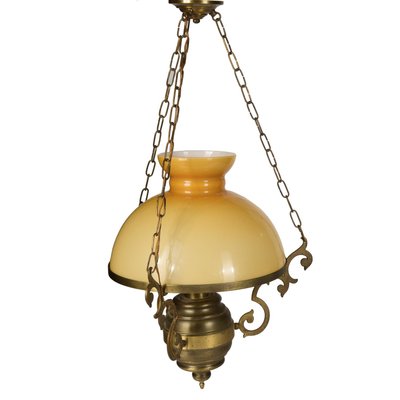 Chandelier with Yellow Opaline Hood, 1980s-RAQ-1064098