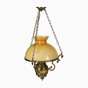 Chandelier with Yellow Opaline Hood, 1980s-RAQ-1064098