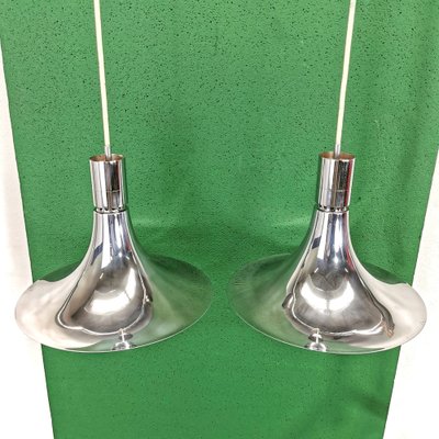 Chandeliers Am/As in Steel by Franco Albini for Sirrah, 1960s, Set of 2-PRS-1702521