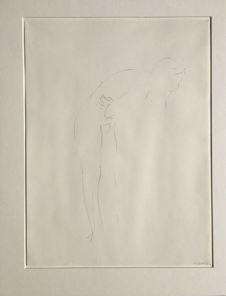 Chantal Wengler, Man Hunched, 1990, Pencil