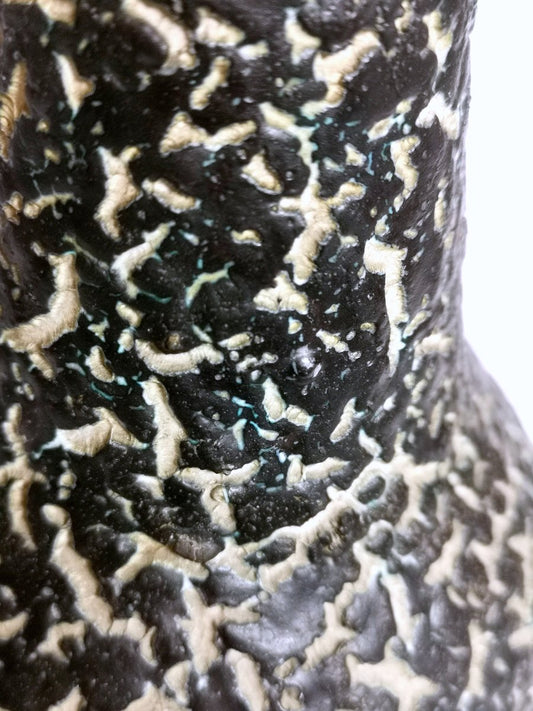 Charcoal Ceramic Table Vase with Cracked Pattern, 1970s