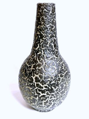 Charcoal Ceramic Table Vase with Cracked Pattern, 1970s-UWE-1268441