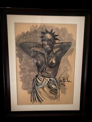 Charcoal Gouache Drawing by Poulain Jean, 1947-SSK-784634