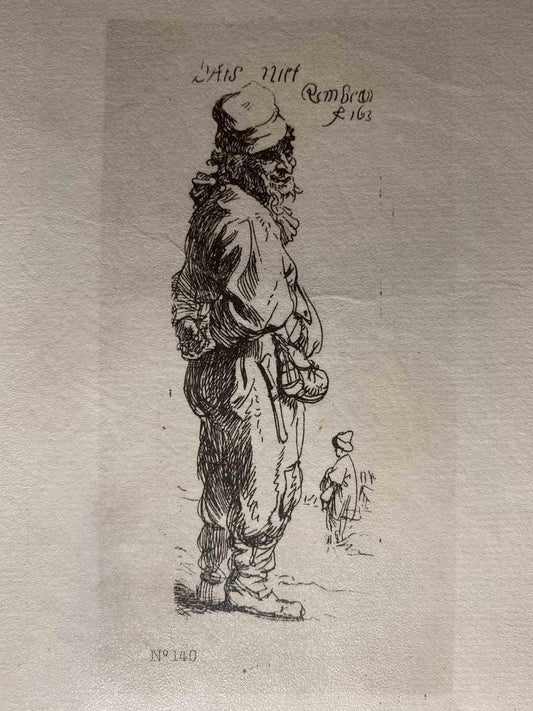 Charles Amand Durand after Rembrandt, A Peasant Calling Out, 19th Century, Engraving