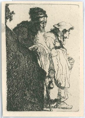 Charles Amand Durand after Rembrandt, Beggar and Beggar, 19th Century, Engraving-ZCI-1781889