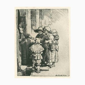 Charles Amand Durand after Rembrandt, Beggars Receiving Alms at the Door of a House, Engraving-ZCI-2029080