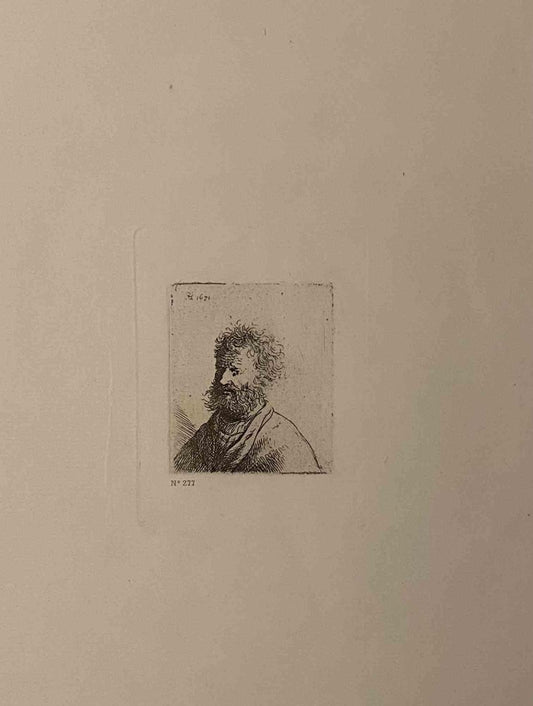 Charles Amand Durand after Rembrandt, Bust of an Old Man with Curly Hair, 19th Century, Engraving