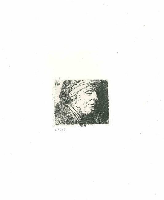 Charles Amand Durand after Rembrandt, Bust of an Old Woman, Engraving, 19th Century