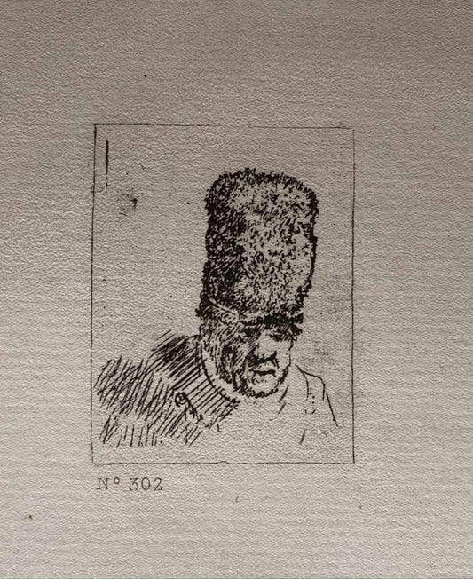 Charles Amand Durand after Rembrandt, Head of an Old Man in High Fur Cap, 19th Century, Engraving