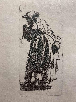 Charles Amand Durand after Rembrandt, Old Beggar Woman with a Gourd, Engraving, 19th Century-ZCI-2029149