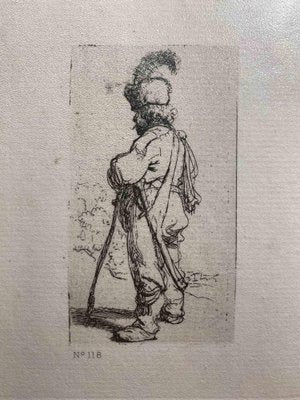 Charles Amand Durand after Rembrandt, Polander Leaning on a Stick, Engraving, 19th Century-ZCI-1781774