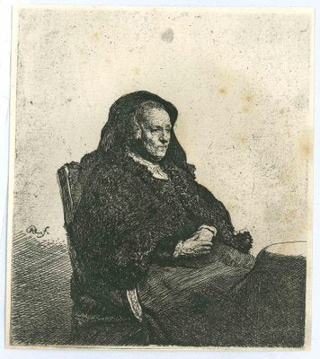 Charles Amand Durand after Rembrandt, Rembrandt's Mother with Black Veil I- Engraving, 19th Century-ZCI-1781520