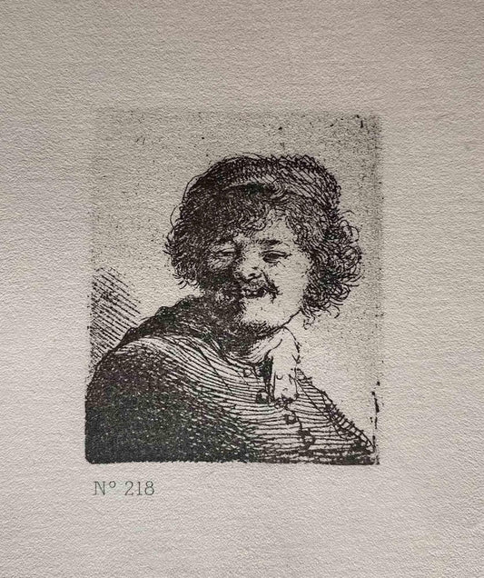 Charles Amand Durand after Rembrandt, Self-Portrait in a Cap, Laughing, Engraving, 19th Century