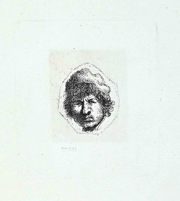 Charles Amand Durand after Rembrandt, Self-Portrait, Stuurs kKijkend, Engraving, 19th Century-ZCI-1781708