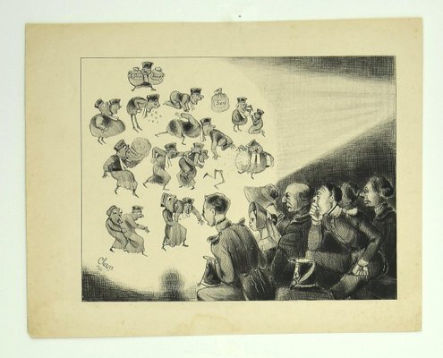 Charles Amedee De Noe (cham) - Silente Cinema - Original Lithograph by Cham - Mid-19th Century-ZCI-806219