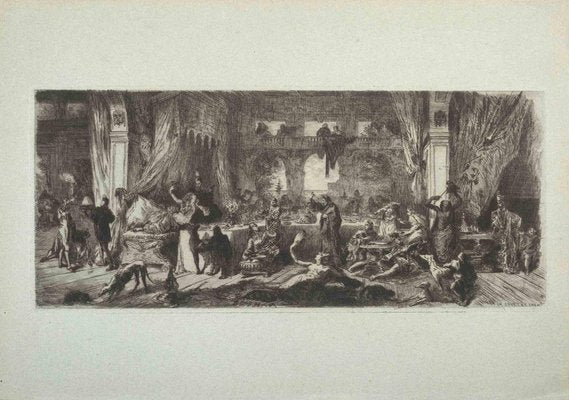 Charles Courtry, The Party, Original Etching, Late 19th-Century-ZCI-1362736