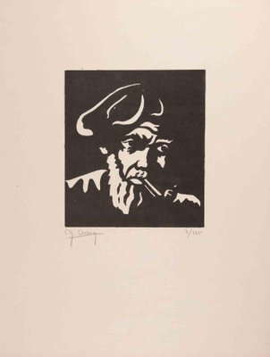 Charles Dubin, The Smoker, Woodcut, Early 20th-Century-ZCI-1255925