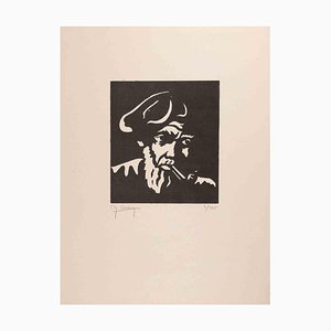 Charles Dubin, The Smoker, Woodcut, Early 20th-Century-ZCI-1255925