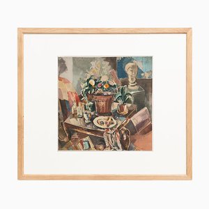 Charles Dufresne, Nature morte au pot de fleurs, 1971, Lithograph, Framed-WM-1282132