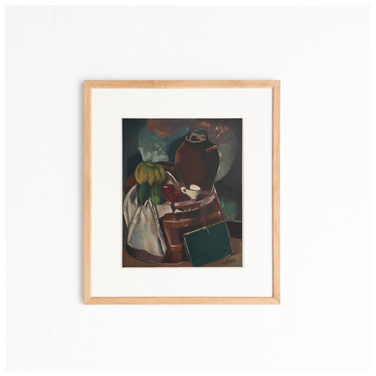 Charles Dufresne, Still Life with Fruits, 1971, Color Lithograph, Framed