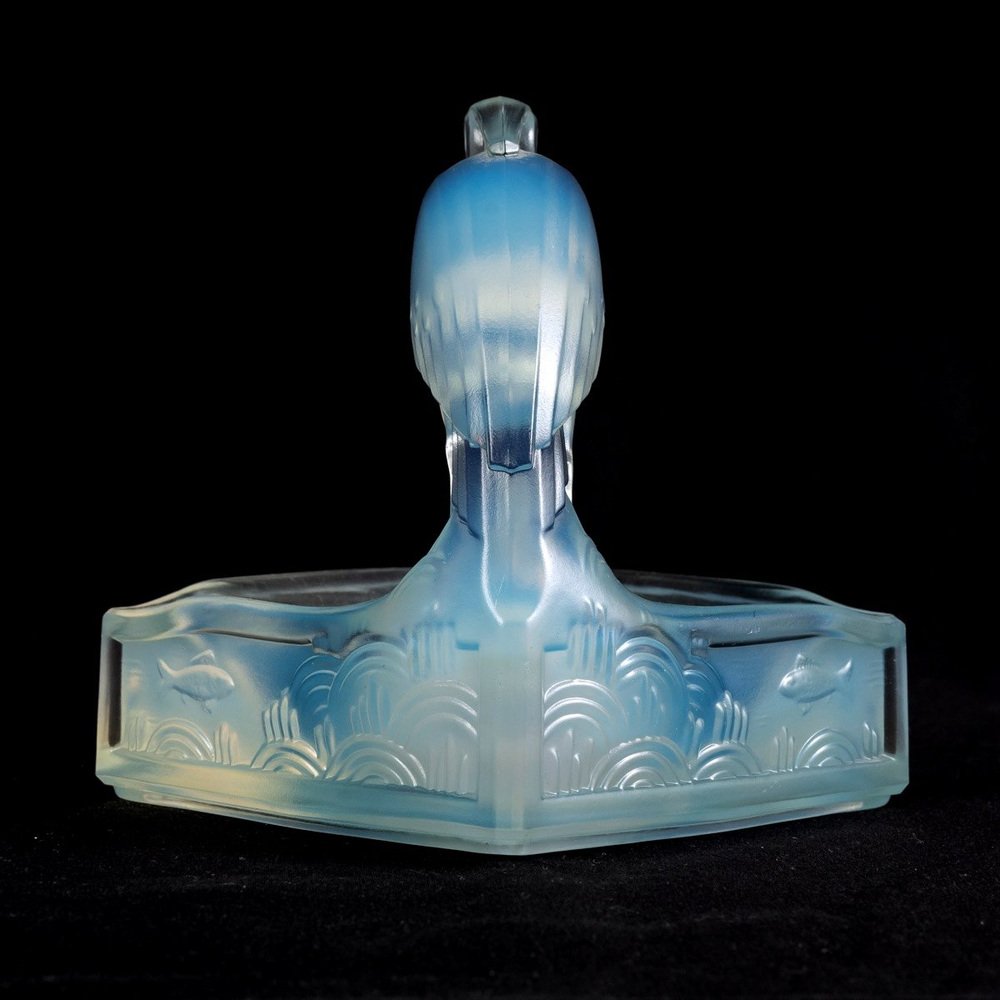 Charles Graffart, Art Deco Animal Sculpture, 1930s, Opalescent Pressed Glass