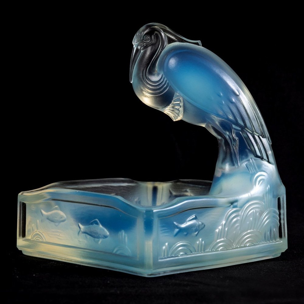 Charles Graffart, Art Deco Animal Sculpture, 1930s, Opalescent Pressed Glass